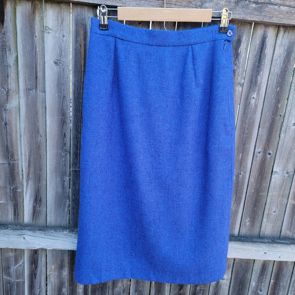 Vintage Irish Wool Skirt Avoca Handweavers Blue Size Medium Corpcore